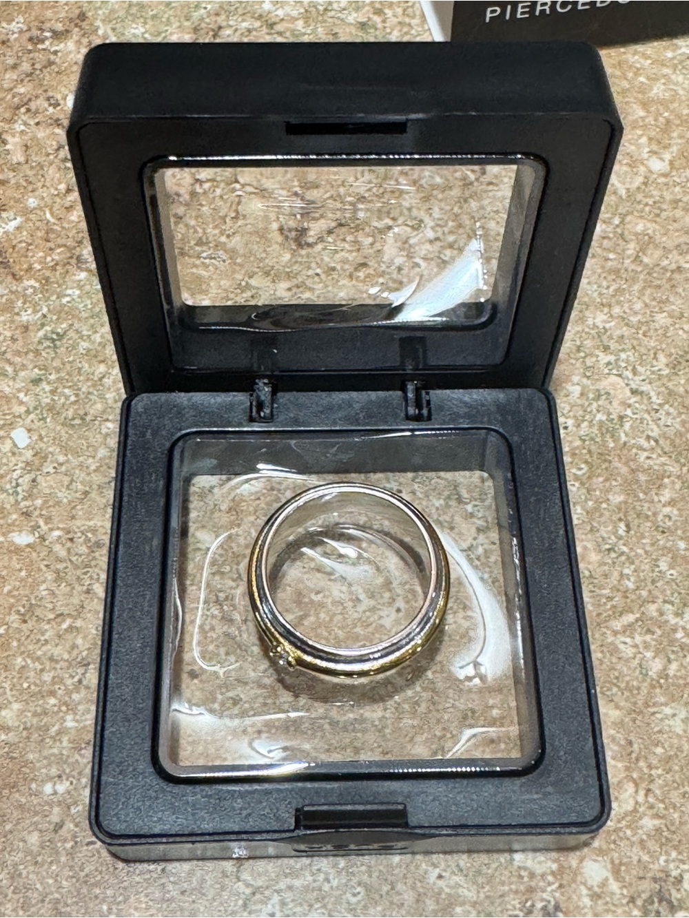 Sterling Silver CZ Crystal Center Two-Tone Spinner Ring by Pierced Owl Size 6